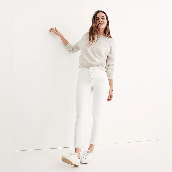 Madewell Denim - MADEWELL White 10” High-Rise Skinny Crop Jeans: Button-Front Edition